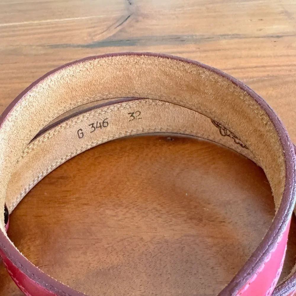 NOCONA Red Leather Tribal/Aztec style belt sz 32 EUC VINTAGE